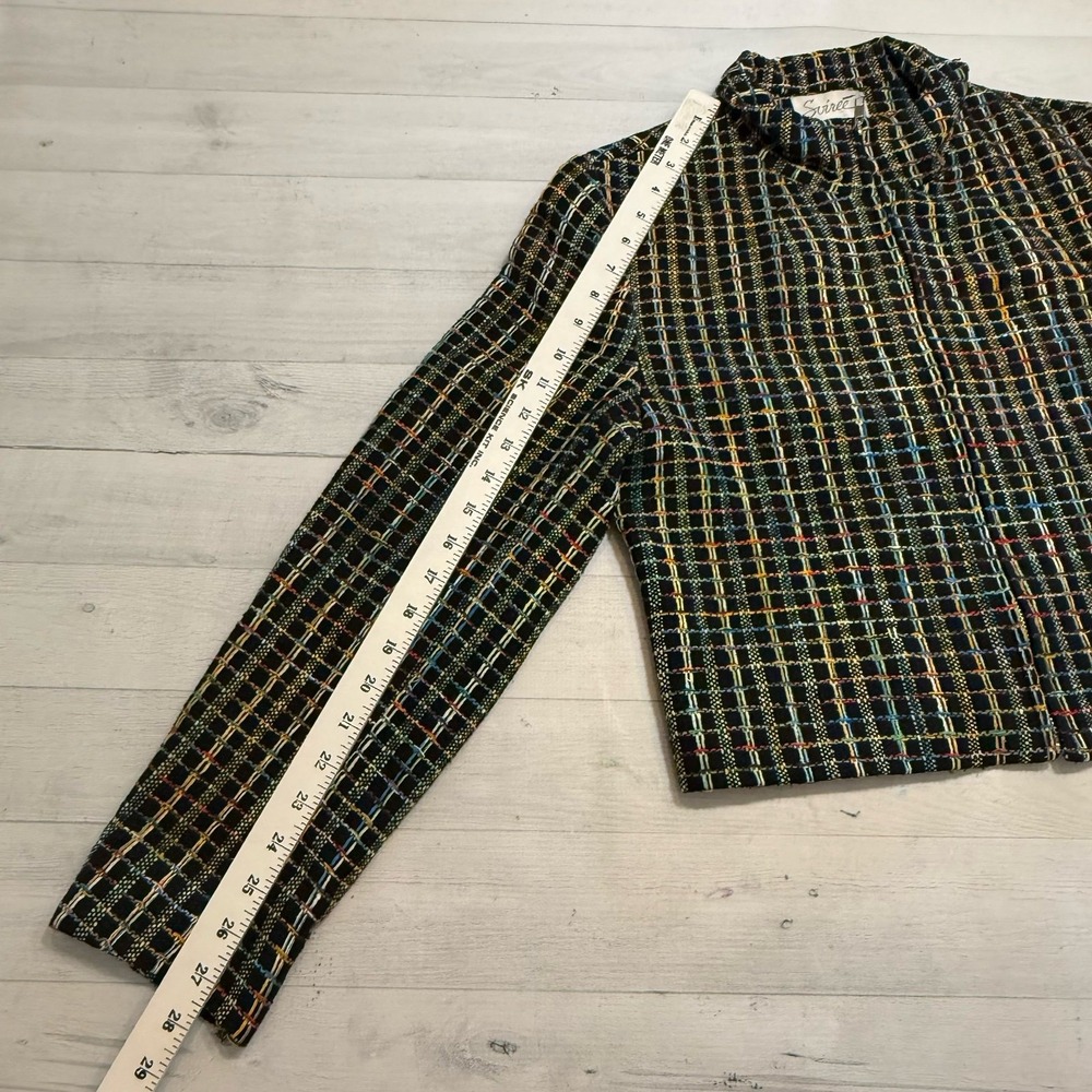 Soiree vintage 100% silk rainbow multicolor blazer jacket made USA women Medium - Picture 9 of 11